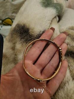 Victorian/edwardian Fancy 9ct Gold Ruby Diamond Bangle 1901 Not Scrap