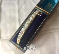 Victorian style opal & diamond bracelet hinge bangle 9ct gold English hallmarks