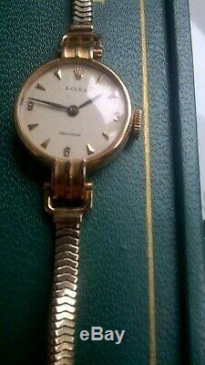 Vintage18ct Gold Rolex Ladies Precision Cocktail Watch & 9ct strap. No. 45496,358x