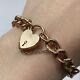 Vintage 1900 Heart Padlock Embossed Curb Chain Bracelet 9ct 9k Yellow Gold 8