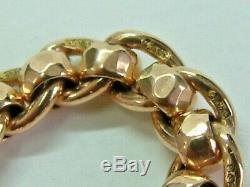 Vintage 1920's 9ct Rose Gold Faceted Roller Ball Link Bracelet 8.25 Inches