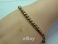 Vintage 1920's 9ct Rose Gold Faceted Roller Ball Link Bracelet 8.25 Inches