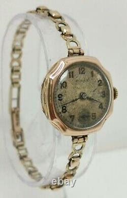 Vintage 1920s Rolex 9ct Solid Gold 15 Jewels Ladies Wrist Watch on 9k Bracelet