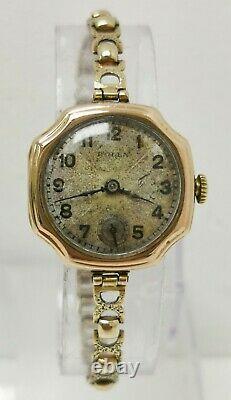 Vintage 1920s Rolex 9ct Solid Gold 15 Jewels Ladies Wrist Watch on 9k Bracelet