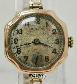 Vintage 1920s Rolex 9ct Solid Gold 15 Jewels Ladies Wrist Watch on 9k Bracelet