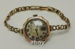 Vintage 1920s Rolex 9ct Solid Gold 15 Jewels Ladies Wrist Watch on 9k Bracelet