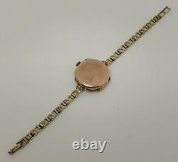 Vintage 1920s Rolex 9ct Solid Gold 15 Jewels Ladies Wrist Watch on 9k Bracelet