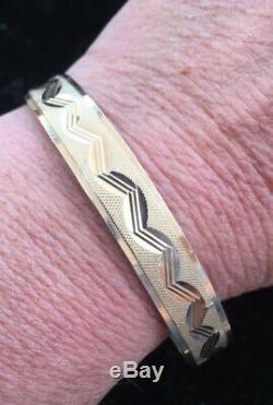 Vintage 1960s, Solid 9ct Rose Gold, Wide Bangle Bracelet. 10.87g