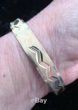 Vintage 1960s, Solid 9ct Rose Gold, Wide Bangle Bracelet. 10.87g