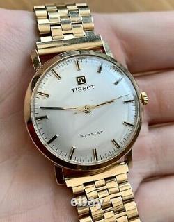 Vintage 1972 Mens TISSOT STYLIST 9ct Solid Gold (375). Original Condition