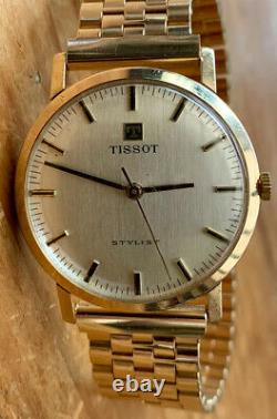 Vintage 1972 Mens TISSOT STYLIST 9ct Solid Gold (375). Original Condition