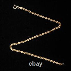 Vintage 1989 Hallmarked Solid 9ct 9k Gold Figaro Curb Chain Bracelet 6.6'