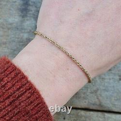 Vintage 1989 Hallmarked Solid 9ct 9k Gold Figaro Curb Chain Bracelet 6.6'