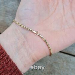 Vintage 1989 Hallmarked Solid 9ct 9k Gold Figaro Curb Chain Bracelet 6.6'