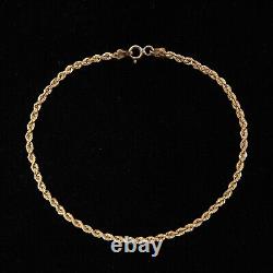Vintage 1989 Hallmarked Solid 9ct 9k Gold Figaro Curb Chain Bracelet 6.6'