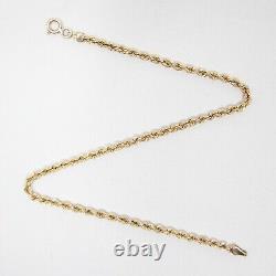 Vintage 1989 Hallmarked Solid 9ct 9k Gold Figaro Curb Chain Bracelet 6.6'