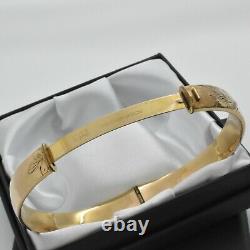 Vintage 1/5th 9ct Yellow Rolled Gold Ornate Leaf Design Hinged Bangle Bracelet