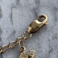Vintage 90s Charm Bracelet 9ct 375 Yellow Gold 6.5 Inch
