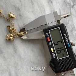 Vintage 90s Charm Bracelet 9ct 375 Yellow Gold 6.5 Inch