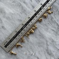 Vintage 90s Charm Bracelet 9ct 375 Yellow Gold 6.5 Inch