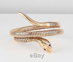 Vintage 9Ct Gold Flexible Double Snake Bangle /Bracelet By Smith & Pepper c 1960