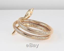 Vintage 9Ct Gold Flexible Double Snake Bangle /Bracelet By Smith & Pepper c 1960