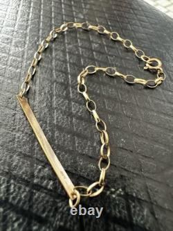 Vintage 9K Gold ID Petite Bracelet 7 Belcher Chain 2mm London Hallmark 1988