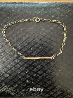 Vintage 9K Gold ID Petite Bracelet 7 Belcher Chain 2mm London Hallmark 1988