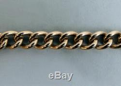 Vintage 9 Ct Rose & Yellow Gold Solid Curb Link Gate Bracelet London 1974-24.6 G