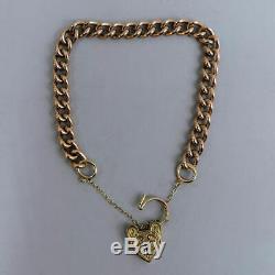 Vintage 9 Ct Rose & Yellow Gold Solid Curb Link Gate Bracelet London 1974-24.6 G