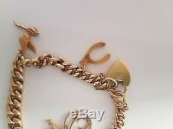 Vintage 9ct/375 Solid Gold Charm bracelet