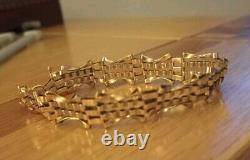 Vintage 9ct Gold 4 Gate Bracelet 7 Inches Long With Safety Chain 7.9g