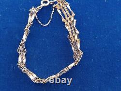 Vintage 9ct Gold 4 Gate Bracelet 7 Inches Long With Safety Chain 7.9g