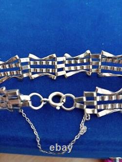 Vintage 9ct Gold 4 Gate Bracelet 7 Inches Long With Safety Chain 7.9g