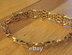 Vintage 9ct Gold 4 Gate Bracelet 7 Inches Long With Safety Chain 7.9g