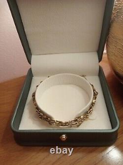 Vintage 9ct Gold 4 Gate Bracelet 7 Inches Long With Safety Chain 7.9g