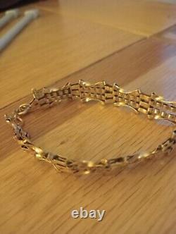 Vintage 9ct Gold 4 Gate Bracelet 7 Inches Long With Safety Chain 7.9g