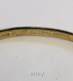 Vintage 9ct Gold 6.5 Embossed Bangle Silver Core, 9ct Gold 5 Safety Chain R140