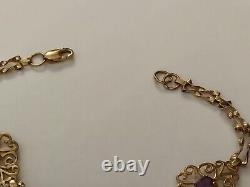 Vintage 9ct Gold Amethyst Bracelet 4.28g open work design 17.5cm