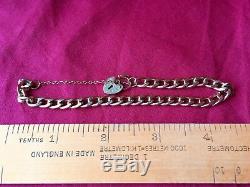 Vintage 9ct Gold Bracelet, Heart Padlock&Safety Chain. Fully Hallmarked-LC, 375