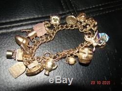 Vintage 9ct Gold Charm Bracelet 42.3 Grams