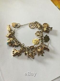Vintage 9ct Gold Charm Bracelet 42.72gr