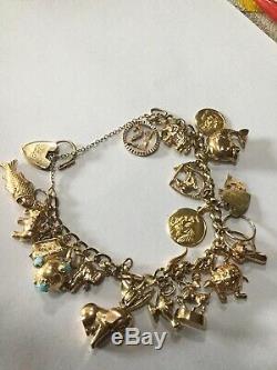 Vintage 9ct Gold Charm Bracelet 42.72gr