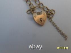 Vintage 9ct Gold Charm Bracelet Curb Padlock Hallmarked 375 W J S 6 gm