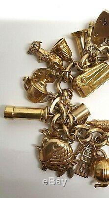 Vintage 9ct Gold Charm Bracelet with 31 Rare Charms 110662