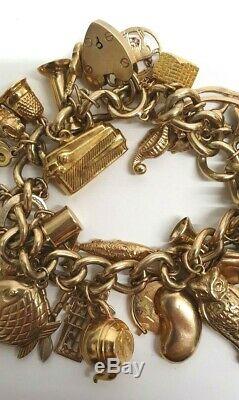 Vintage 9ct Gold Charm Bracelet with 31 Rare Charms 110662