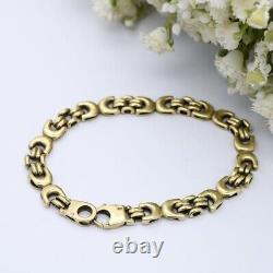 Vintage 9ct Gold Fancy Link Chain Bracelet Chunky Gold CD Link