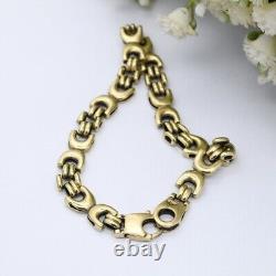 Vintage 9ct Gold Fancy Link Chain Bracelet Chunky Gold CD Link