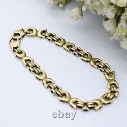 Vintage 9ct Gold Fancy Link Chain Bracelet Chunky Gold CD Link