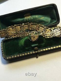 Vintage 9ct Gold Gate Bracelet Heart Padlock